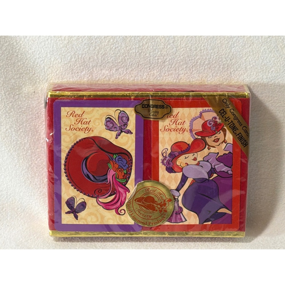 Congress Red Hat Society Playing Cards Double Deck Set Cel-U-Tone Finish New